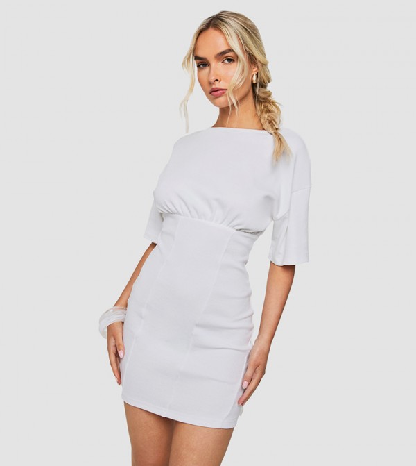 Ribbed Ruched T-Shirt Dress