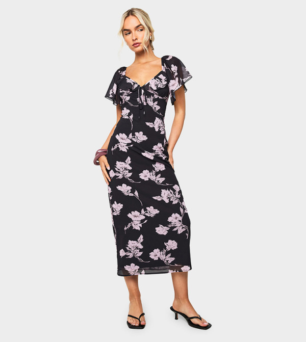 فستان ميدي شيفون بطبعة