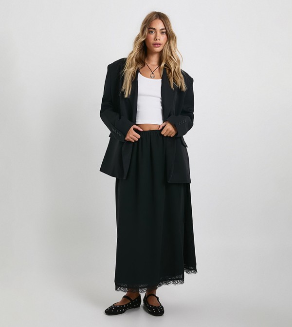 Wrap Waist Gathered Maxi Skirt