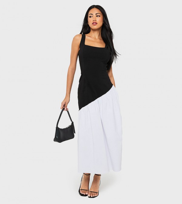 Color Block Drop Hem Midaxi Dress