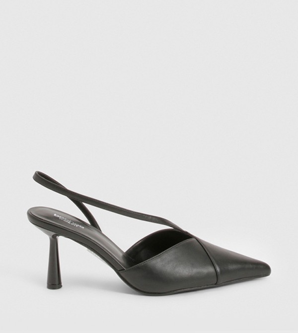 Textured Pointed Toe Slingback Pumps