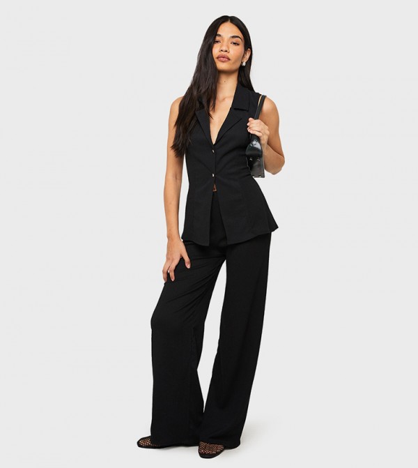 Crinkle Wide Leg Trousers