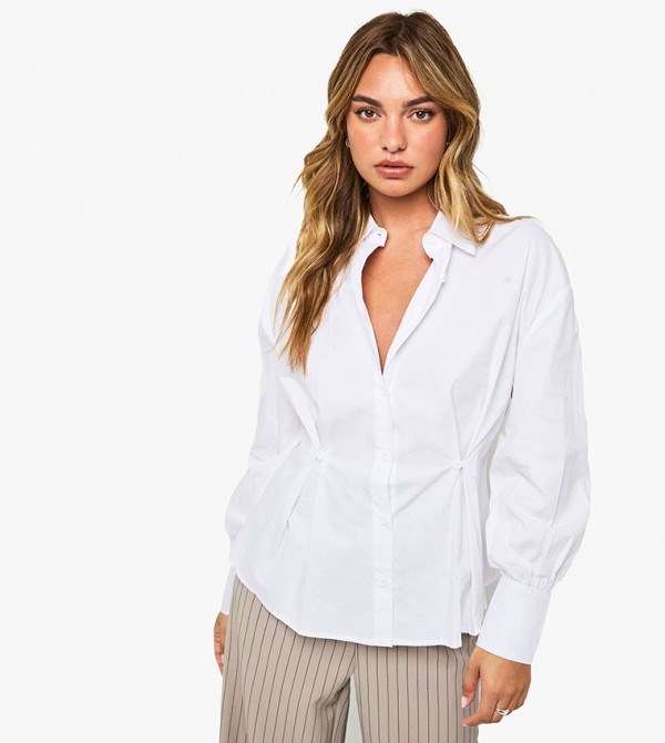 Cinched Waist Long Sleeves Shirt