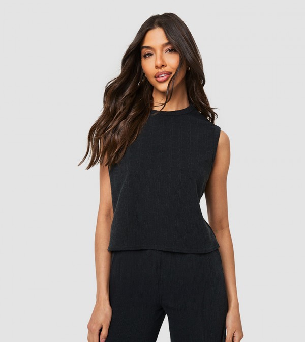 Crinkle Textured Sleeveless Top