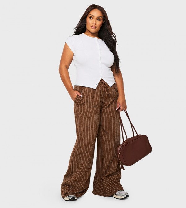 Curve Striped Wide Leg Trousers