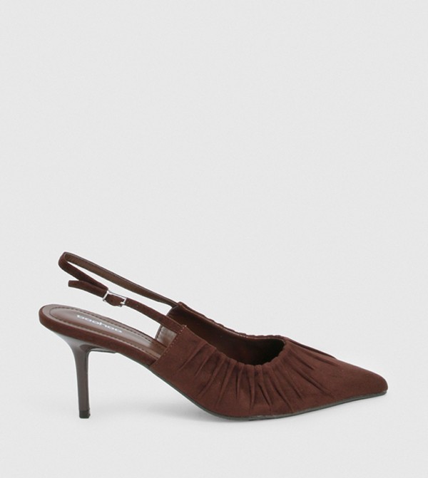 Faux Suede Ruched Slingback Pumps