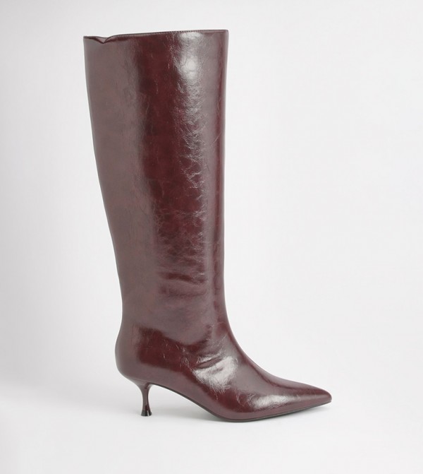 Pointed Toe Column Knee High Boots