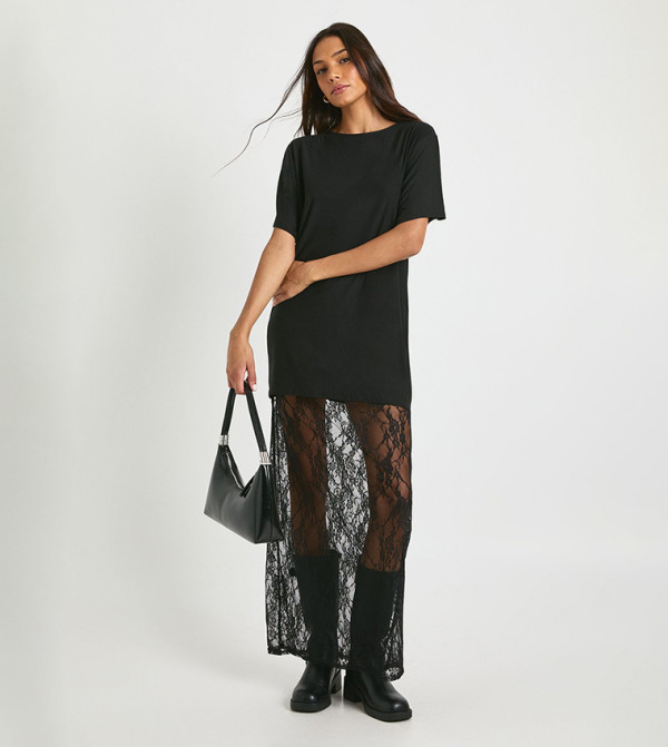 Tall Lace Detail Midaxi T-Shirt Dress
