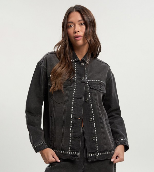 Studded Oversized Denim Jacket