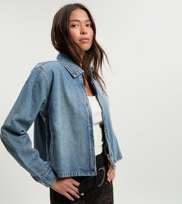 Washed Long Sleeves Denim Jacket