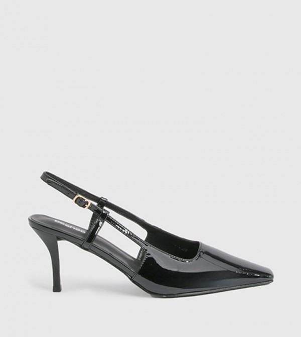 Glossy Pointed Toe Slingback Pumps