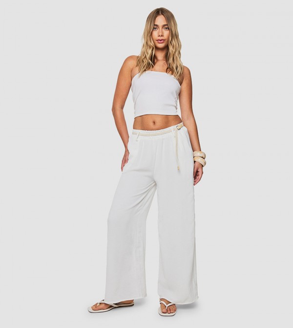 Woven Shirred Waist Trousers
