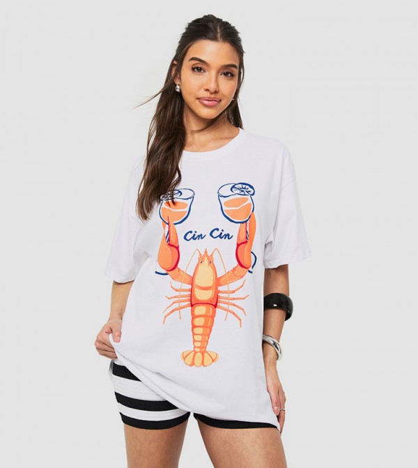 Lobster & Aperol Printed Crew Neck T-Shirt