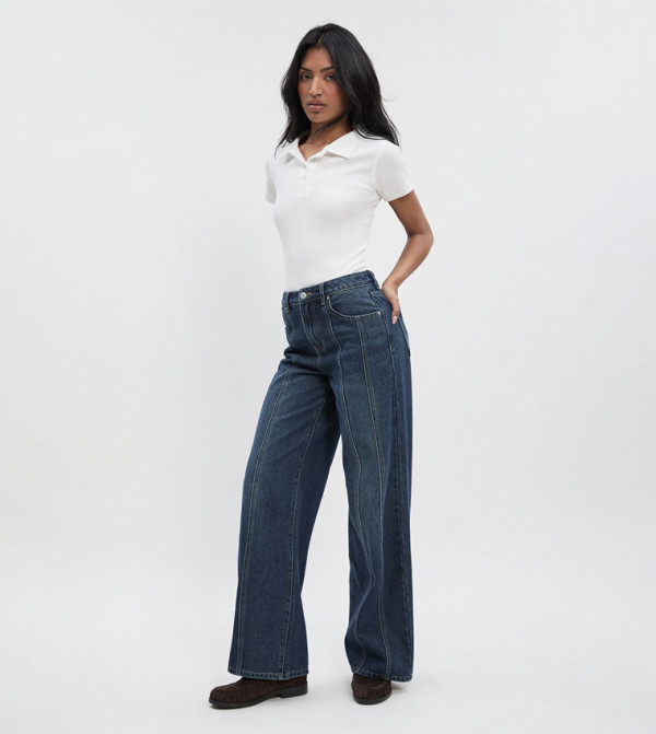 Washed High-Rise Straight Fit Jeans