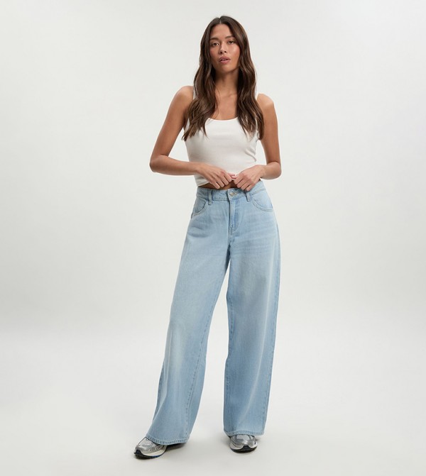 Washed Mid Waist Boyfriend Jeans
