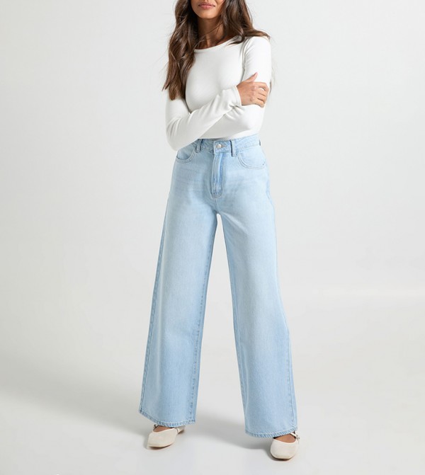 Washed High Waist Wide Leg Jeans