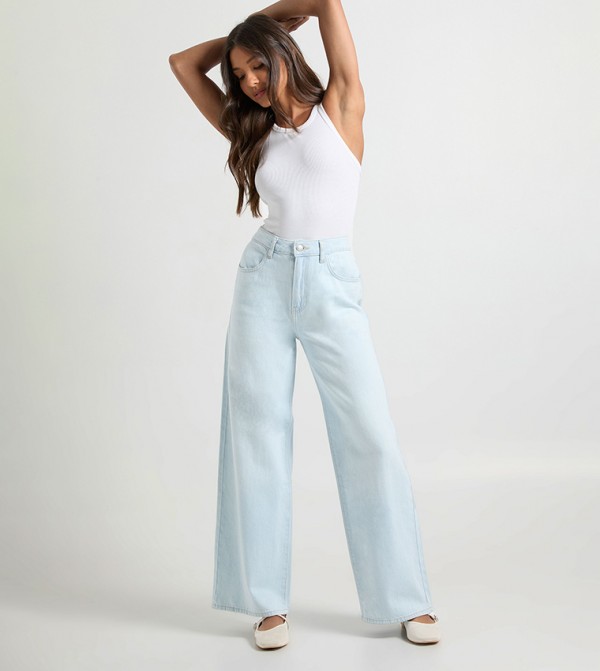 Washed High Waist Wide Leg Jeans