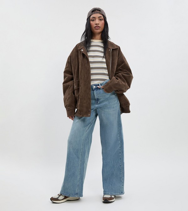 Faded Mid Waist Wide Leg Jeans