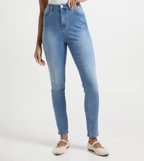 High Waist Faded Skinny Fit Jeans