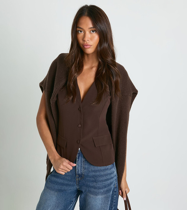 Button Trim Detail Waistcoat