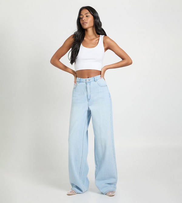 Tall Mid Waist Loose Fit Wide Leg Jeans