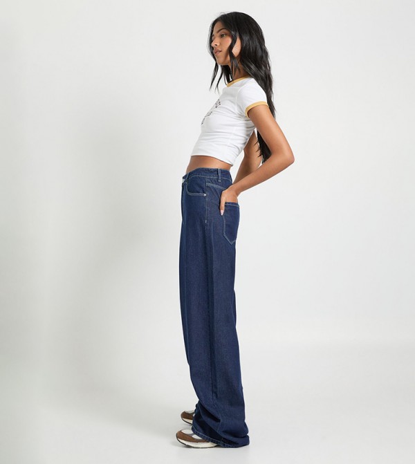Tall Mid Waist Loose Fit Wide Leg Jeans