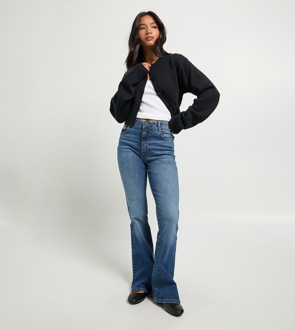 Petite High Waist Flared Jeans