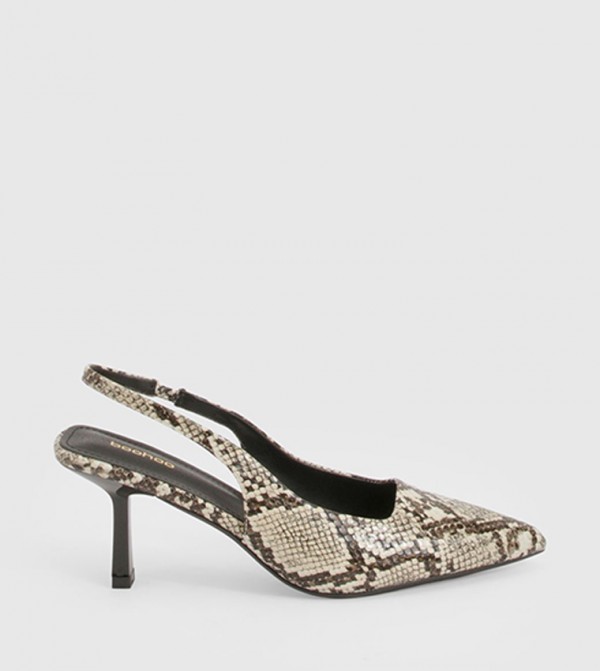 Snake Printed Slingback Pumps