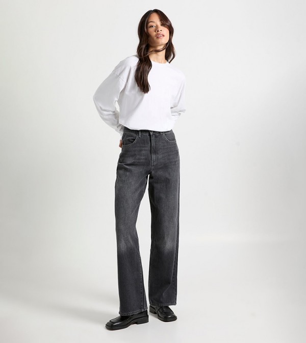 Tall Washed High Waist Straight Fit Jeans