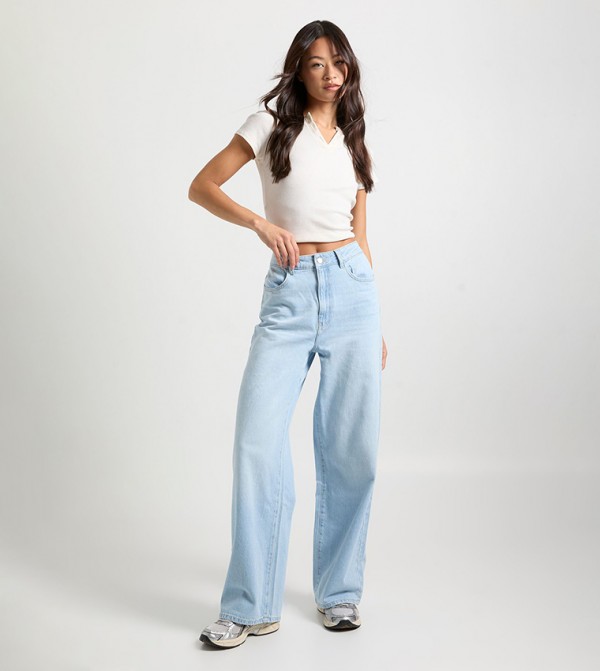 Tall Boohoo High Waist Wide Leg Jeans