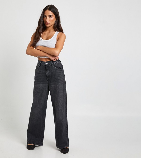 Petite Basics High Waist Wide Leg Jeans