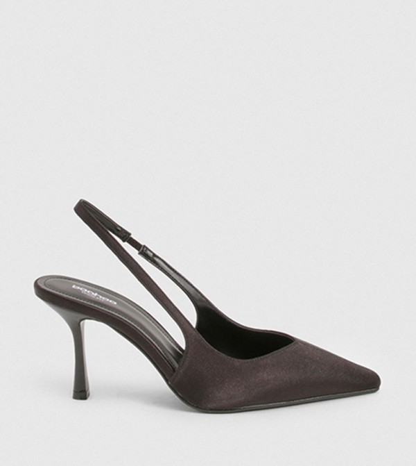 Wide Fit Satin Low Stiletto Slingback Pumps