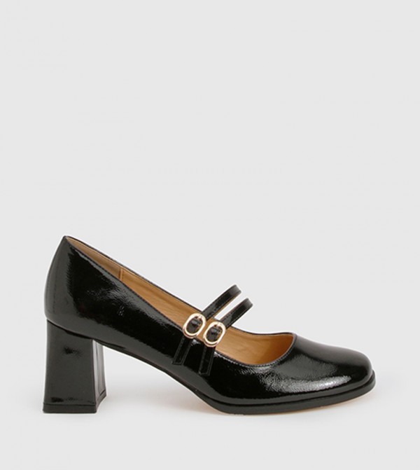 Double Strap Block Heel Mary Jane Pumps