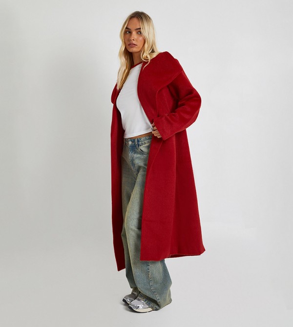 Collar Wool Look Oversized Trench Coat