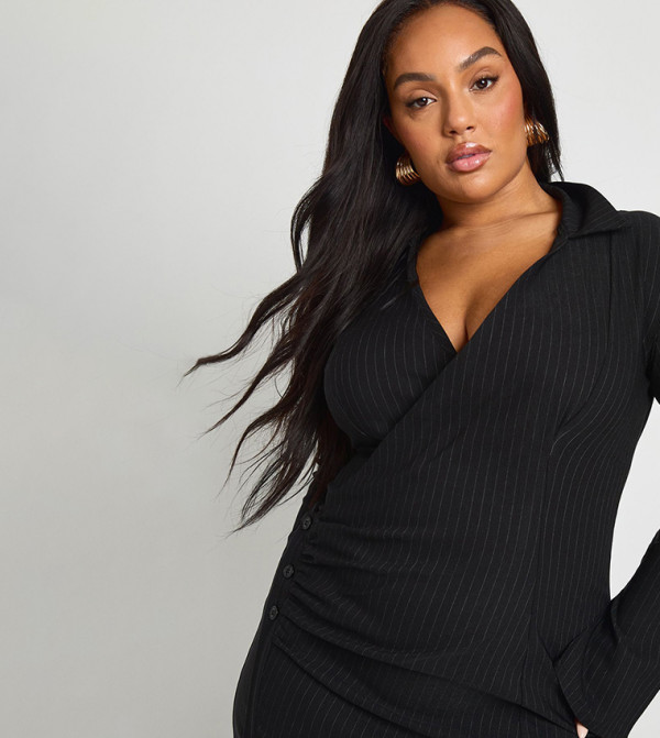 Curve Wrap Ruched Blazer Dress