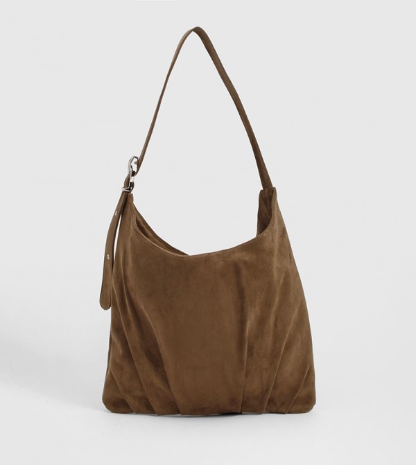 Pleated Buckle Detail Shoulder Bag