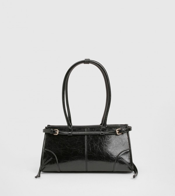 Buckle Trim Baguette Shoulder Bag