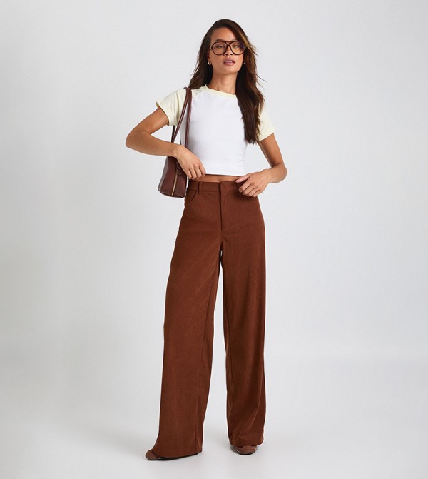 Tall Corduroy Cinched Waist Wide Leg Trousers