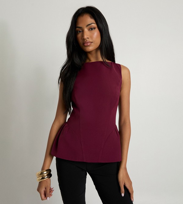 Structured Crepe Peplum Sleeveless Top