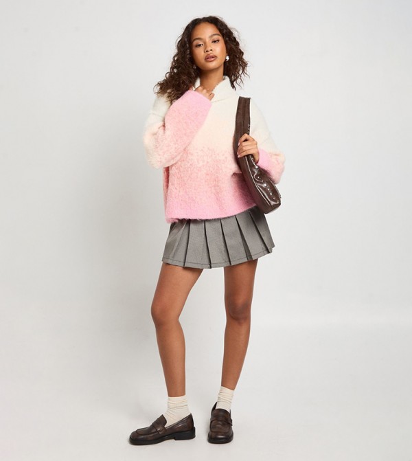 Super Soft Ombre Knitted High Neck Sweater