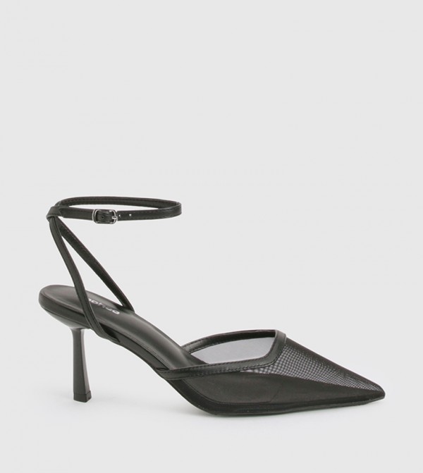 Ankle Strap Stiletto Heel Mesh Pumps