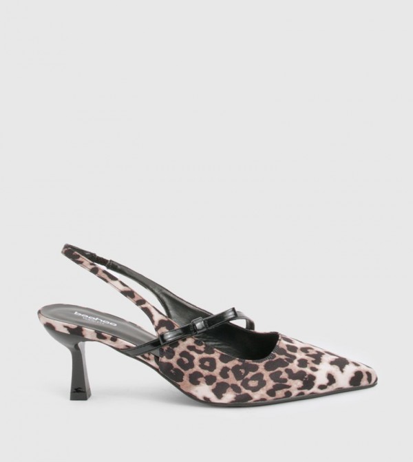 Wide Fit Satin Leopard Print Slingback Pumps