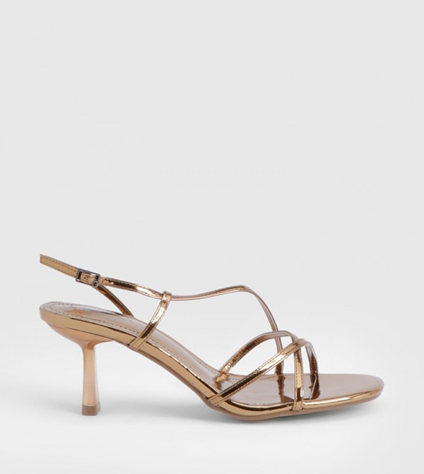 Metallic Strappy Heel Sandals