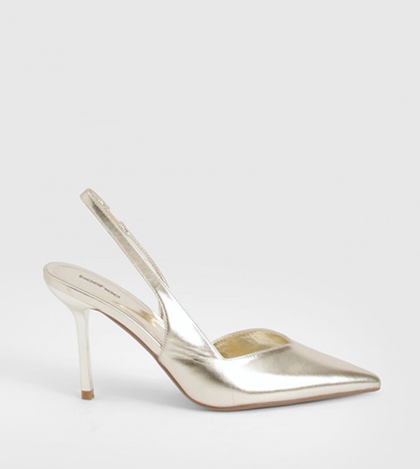 Pointed Toe Asymmetric Slingback Pumps