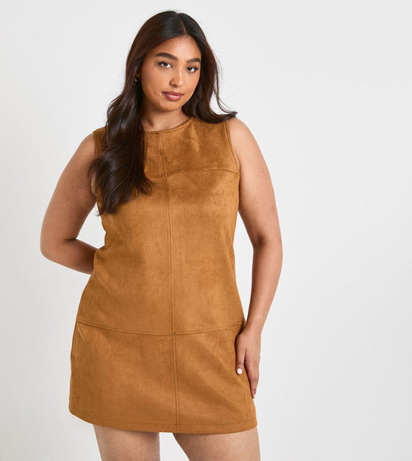 Curve Faux Suede A-Line Mini Dress