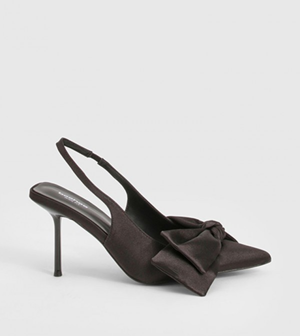 Satin Bow Detail Slingback Pumps