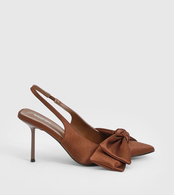 Bow Satin Slingback Pumps