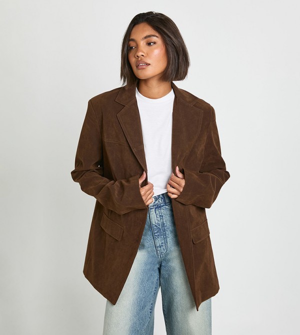 جاكيت اوفرسايز شامواه صناعي فينتج للمقاسات الطويلة  