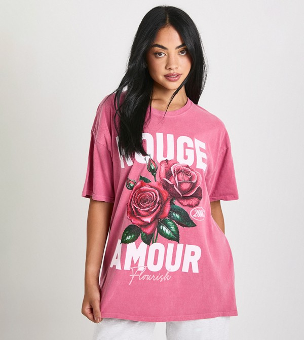 Printed Crew Neck Oversized T-Shirt
