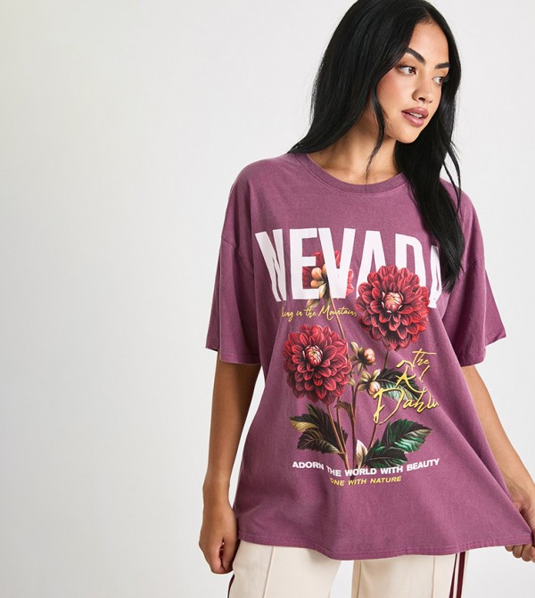 Printed Crew Neck Oversized T-Shirt